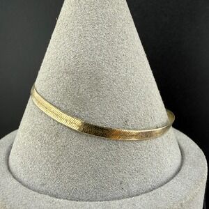 Milor‎ Italy Herringbone Bracelet Vermeil Sterling Silver Flat Snake Chain 7